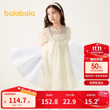 巴拉巴拉儿童连衣裙2024夏装大童女童裙子国风纱裙甜美泡泡袖208224111040