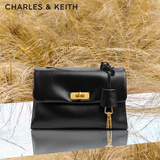 CHARLES&KEITH中号kerry邮差包单肩包斜挎包包女包生日礼物CK2-80782515 Black黑色 中包