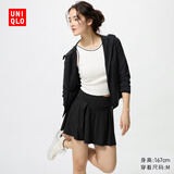 优衣库女装AIRism高弹力防紫外线拉链连帽衫防晒UPF50+修身477049 09 黑色 XS /150/76A