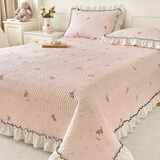 红豆夹棉床单单件加厚床盖韩版公主风防滑床单双人榻榻米床罩四季通用 可可小姐 200*230cm(床盖单件)适用1.5米床