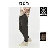 GXG男装 冰丝提花休闲裤凉感运动束脚长裤 24夏季 棕色 180/XL