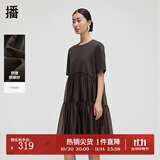 播商场同款连衣裙女2024休闲宽松中长款蛋糕裙BDR3LD1970 G40烟宵 S