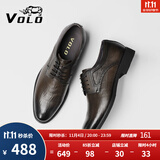 VOLO犀牛男鞋商务正装皮鞋冬季男士内增高透气德比鞋 卡其 42