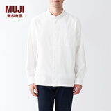 无印良品 MUJI 男式 棉水洗牛津 立领衬衫 纯棉全棉 ACA40C2S 白色 L 175/100A