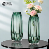 墨斗鱼简约玻璃花瓶 插画水养玫瑰鲜花富贵竹百合生日礼物客厅餐桌摆件