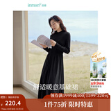 茵曼（INMAN）2025秋冬女装新款灯芯绒连衣裙新品长袖休闲针织礼服中长裙子 午夜黑 M