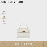CHARLES&KEITH金属扣带凯莉包婚包手提单肩包包女包生日礼物CK2-50270880 Cream奶白色 S