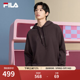 FILA 斐乐官方情侣款连帽卫衣秋季新款纯棉宽松针织长袖上衣加绒 檀棕色-BN M