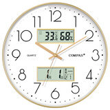 康巴丝（Compas）客厅钟表万年历卧室石英钟表挂墙时钟日历挂钟 C3219-2轻奢金35cm