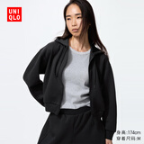 优衣库女装快干休闲拉链连帽外套长袖运动卫衣开衫479603 09 黑色 XS /150/76A