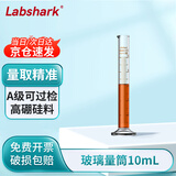 LABSHARK  玻璃量筒实验室高硼硅量杯加厚大容量带刻度直筒型化学生物实验量器 【10mL】1个/盒 A级可过检