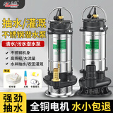 名磊潜水泵家用抽水泵220v农用污水泵小型排污泵不锈钢井水潜水泵 不锈钢1寸370W5米线清水泵