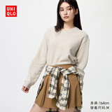 优衣库女装柔软针织摇粒绒V领套头衫/长袖25秋冬新款479756 30 浅米色 M