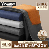 花花公子保暖裤男棉裤男棉毛裤德绒裤加绒加厚士加绒护膝打底裤秋冬黑L