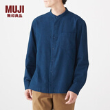 无印良品 MUJI 男式 新疆棉 法兰绒 立领衬衫 19AC775 烟熏蓝色 L
