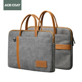 ACE COAT手提电脑包适用苹果联想华为华硕笔记本商务男女公文包会议包通勤 深灰色 16英寸