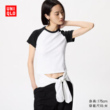 优衣库女装插肩袖圆领短T恤短袖迷你T修身打底476602 09 黑色 XS /150/76A