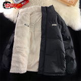 边七双面穿棉衣男秋冬季韩版潮流宽松仿羊羔绒棉服潮牌棉袄毛绒外套 【高质量双面穿】MY16黑色 2XL