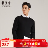 雅戈尔（YOUNGOR）羊毛衫男全绵羊毛羊毛衫舒适暖和厚度适中温暖舒适可内搭翻领衬衫 VYQW639994AYA黑色 XL 110cm