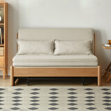 源氏木语实木沙发床现代简约多功能可折叠床北欧风小户型客厅两用双人沙发 1.55m山毛榉原木色(米白)