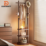 DSRAWMYT衣帽架 实木旋转落地衣架卧室家用置物架立式衣服架子客厅挂衣架