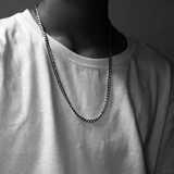 龙骑士hiphop潮人项链男士时尚简约韩版学生嘻哈钛钢个性链子无坠单链 宽5MM（链长约60CM）