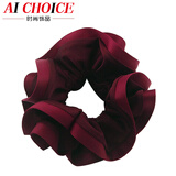 AiChoice浪漫雪纺大发圈发绳扎头发头绳大号头花皮筋韩国盘发布艺头饰 简约酒红色