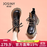 卓诗尼马丁靴女2025冬季女鞋新款英伦保暖棉鞋厚底雪地靴子加绒加厚短靴 黑色（卓诗尼官方短绒） 37
