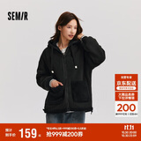 森马（Semir）森马外套女仿羊羔毛摇粒绒双面穿连帽重磅夹克24新款109724108002