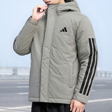 阿迪达斯 （adidas）棉服男装 25秋冬新款户外运动防风保暖时尚连帽休闲夹克加厚外套 云灰浅沙/新款大棉服 M