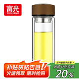 富光男女士双层玻璃杯 高硼硅玻璃304茶隔水杯子 带茶隔泡茶杯320ml