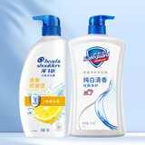 海飞丝洗发水纯白清香柠檬沐浴露去屑洗发露套装清爽洗发水 洗发露700g+沐浴露1kg 组合套装