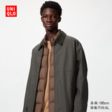 优衣库男装女装休闲拉链短茄克外套巴恩风翻领夹克478230 480827 478230/57深橄榄色 XL