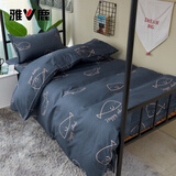 雅鹿三件套学生宿舍寝室全套床上用品单人被套被芯枕芯床单被罩上下铺 【四季款】小蓝鲸 0.9 床单款 三件套+枕芯