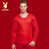 花花公子大红保暖内衣【纯棉】秋衣秋裤本命年礼物 男大红M