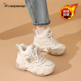 卡丹路加绒老爹鞋女2025新款冬季保暖棉鞋皮面时尚百搭休闲运动雪地鞋