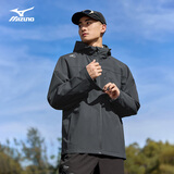 美津浓（MIZUNO）户外夹克男连帽梭织印花透气情侣锋衣外套上衣