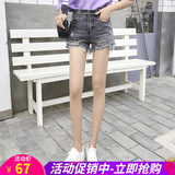 牛仔短裤女破洞夏天外穿春夏秋冬季休闲高腰百搭女士个性学生宽松阔腿热裤子 灰色 M