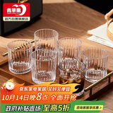 青苹果咖啡杯 耐热玻璃水杯套装 家用玻璃杯竖纹茶杯洋酒杯啤酒杯*6