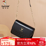 啄木鸟（TUCANO）包包女款2025年牛皮时尚单肩斜挎包女链条包实用生日生日礼物 菱格黑色【实用生日礼物送女友】