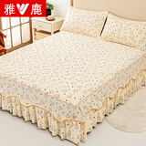 雅鹿 加棉夹棉床裙床罩防尘席梦思床垫套水洗棉防滑单件1.8米床笠 小熊LQ 1.5*2m【单件夹棉床裙】