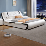 古爵现代简约北欧风榻榻米主卧轻奢 1.8m双人床卧室极简1.5米软包床 床+5D乳胶床垫 标准框架款1.8米*2米