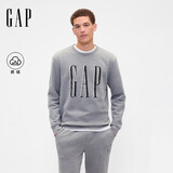 盖璞（GAP）男女装2025秋季新款印花logo抓绒圆领卫衣合身上衣美版 灰色 645634 2XL 美码 3XL亚洲码185/124A 【偏大，建议拍小一码】