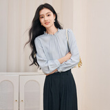 香影【都市雅绅】通勤气质套装女2026春季新款衬衫马甲裤子三件套 航线蓝 衬衫 L