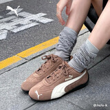 彪马（PUMA）ROSE朴彩英同款SPEEDCAT薄底鞋赛车复古T头鞋男女406329 咖啡色-米白色-31 37