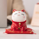 板谷山好运招财猫小摆件可爱福来猫家居客厅办公桌创意陶瓷装饰品招福猫