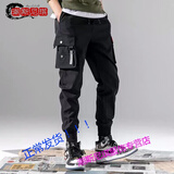 边七 港味文艺男大码工装裤潮牌束脚裤韩版秋冬款男裤子哈伦宽松学生 602黑色 L建议115-130斤