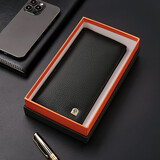 老人头男士钱包长款商务头层牛皮横款两折零钱包票夹多卡位钱夹情人节