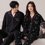 黛姿馨情侣睡衣春秋季纯棉睡衣女长袖卡通两件套装男女士秋冬休闲家居服 GLQ5510【主图款】 M (160) 女