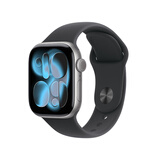 Apple/苹果WatchS11智能手表GPS款42毫米深空灰色铝金属表壳黑色运动型表带S/M-联通补贴